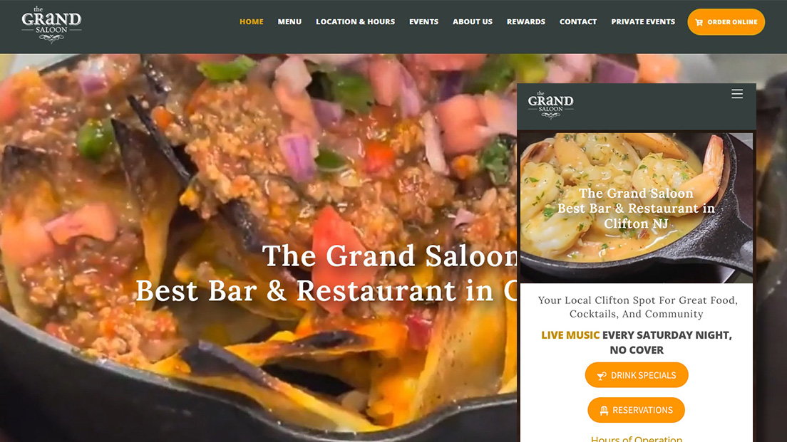 The Grand Saloon website design by Eyefour Hospitality