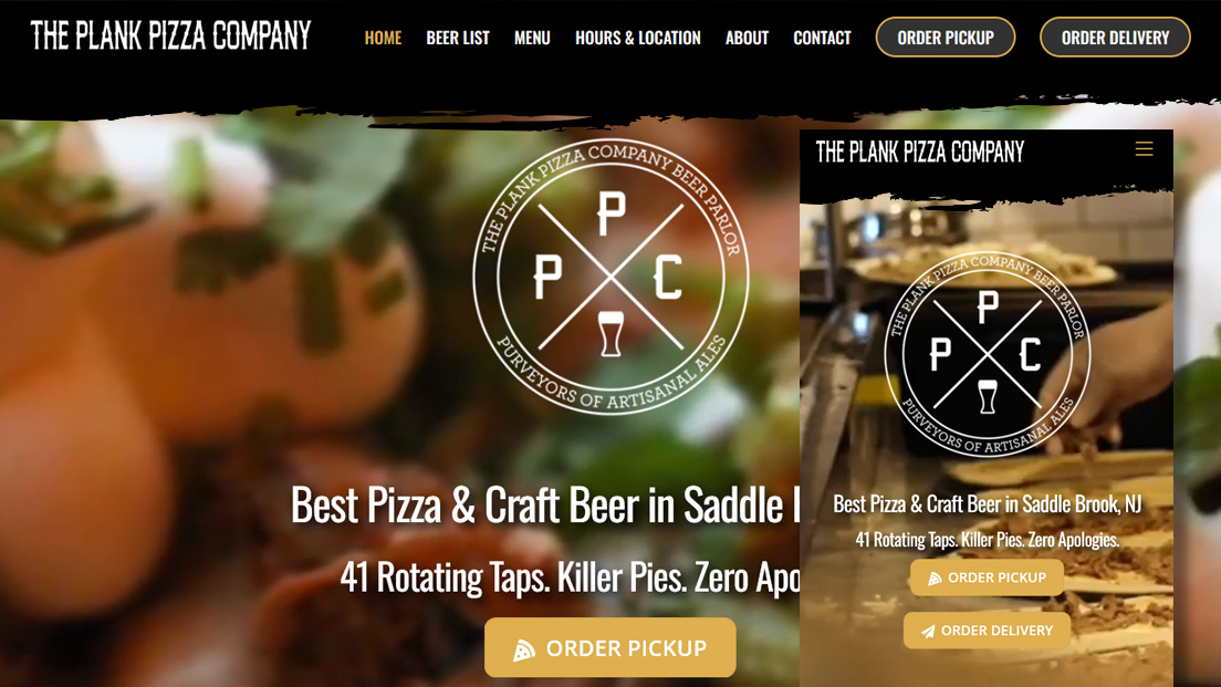 The Plank Pizza Co Beer Parlor website design by Eyefour Hospitality